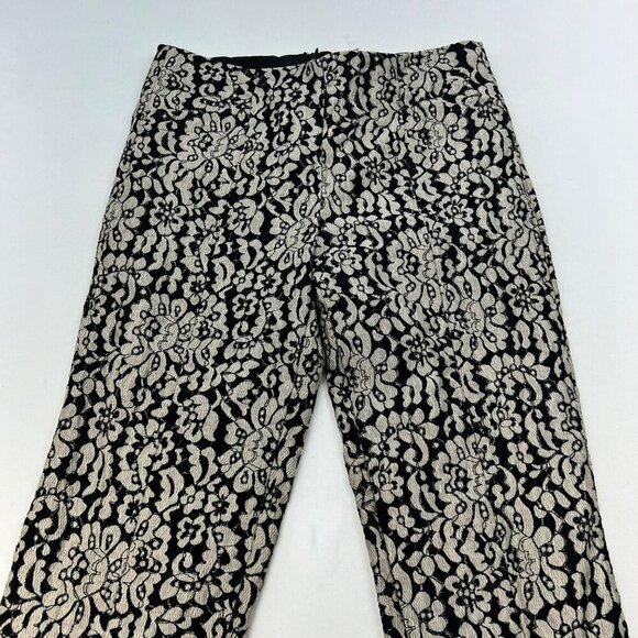 Mystree Womens Lace Cropped Dress Pants Black/Cream Size Medium Pockets - Picture 2 of 10